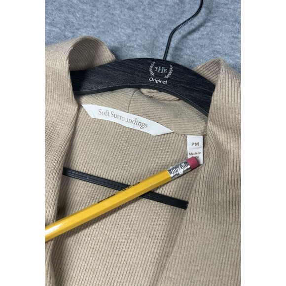 Soft Surroundings Short Sleeve Top Womens PM PETITE  Ribbed V-Neck Stretch Slit - Picture 5 of 9